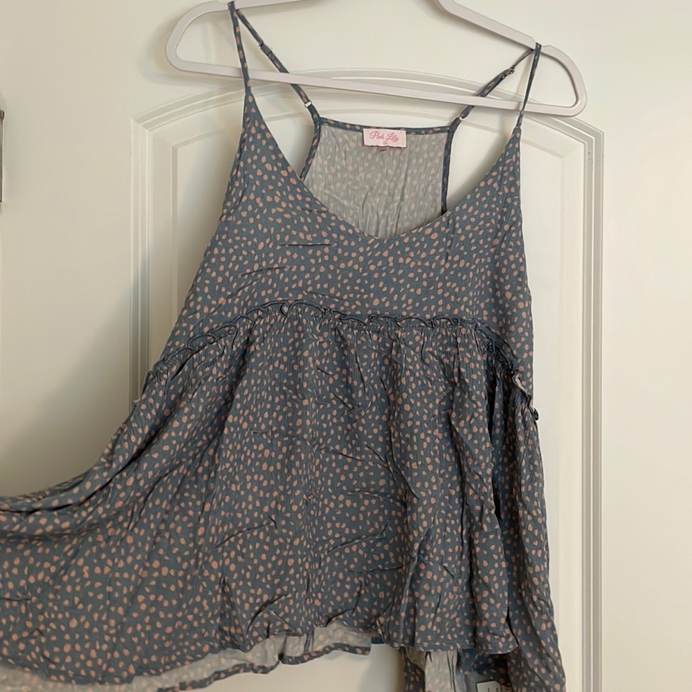 Pink Lily Polka Dop Tank - L